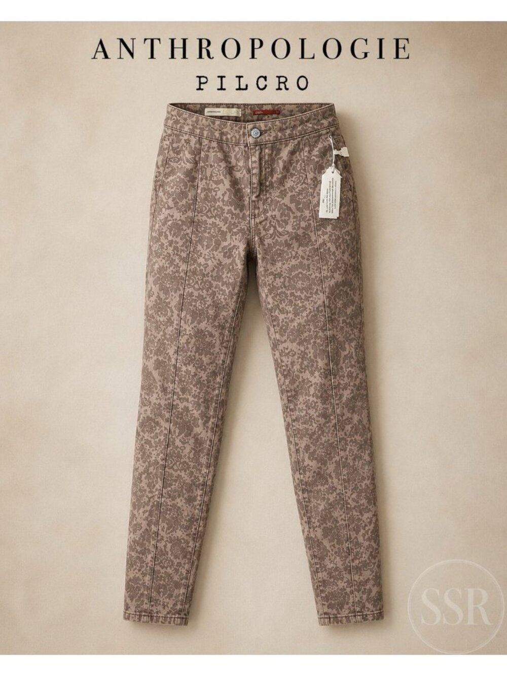 Anthropologie Pilcro Letterpress High Rise Floral Denim Leggings Jeans 27 NWT